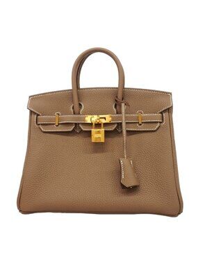 Hermes Handbag Birkin 25 Togo Etoupe Gold